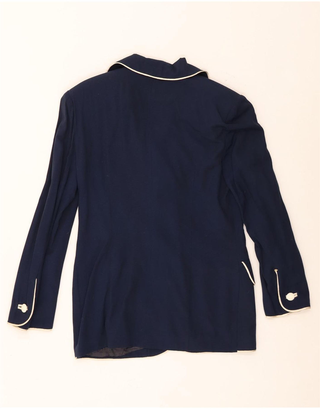 Giacca blazer vintage da donna a 4 bottoni UK 12 medio blu navy