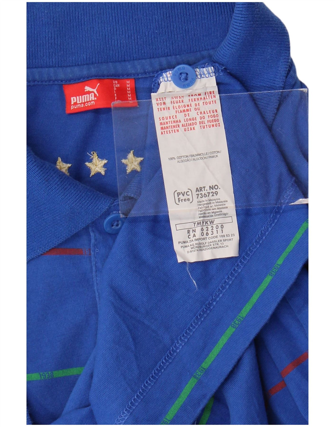 Polo Puma Italia da uomo in cotone a righe blu medio