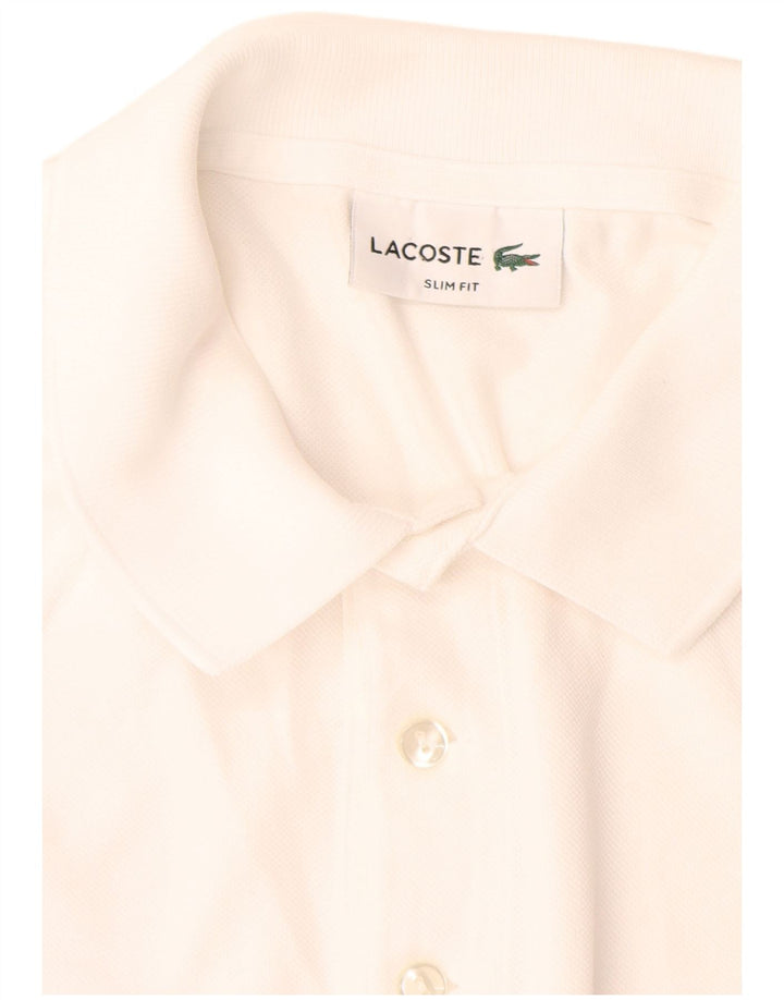 Polo da uomo slim fit Lacoste in cotone bianco medio