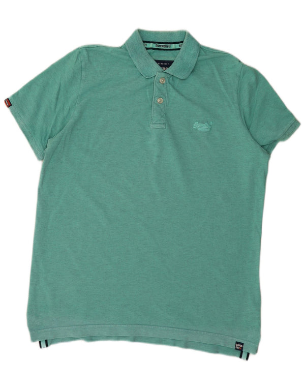 Polo da uomo Superdry XL in cotone chiazzato turchese