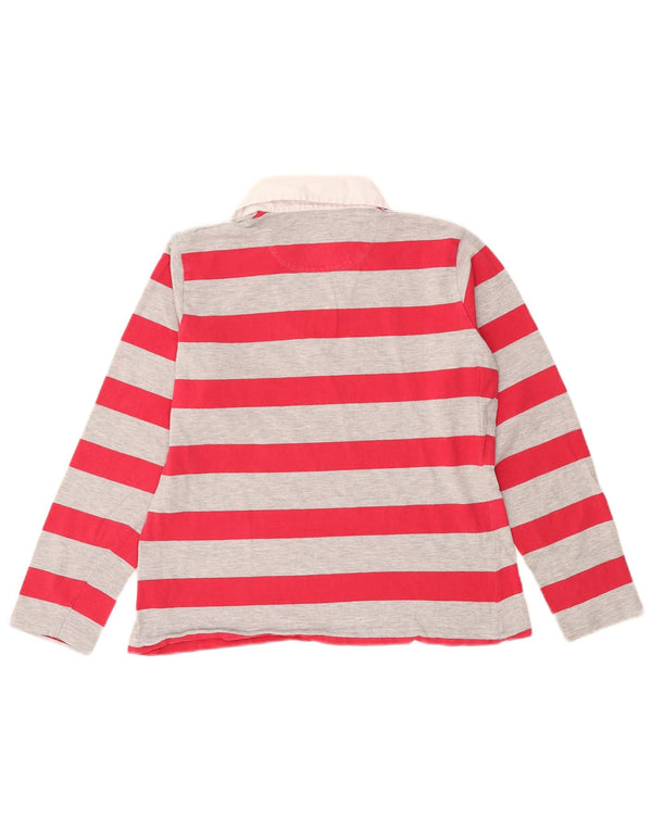 Polo Reebok da donna a maniche lunghe UK 16 Large Pink Striped Cotton