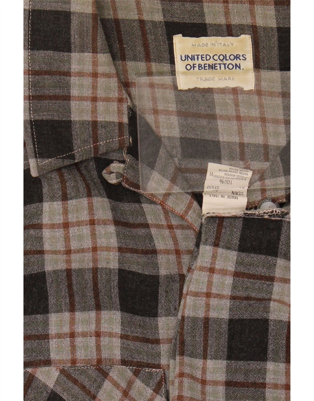 Camicia in flanella da donna Benetton UK 12 Viscosa a quadri grigio medio