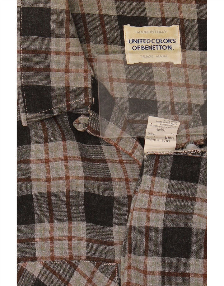 Camicia in flanella da donna Benetton UK 12 Viscosa a quadri grigio medio
