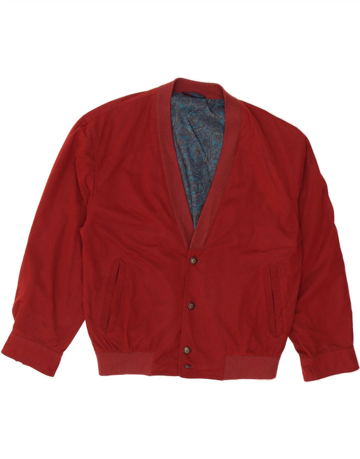 KEMPEL Mens Bomber Jacket IT 48 Medium Red Polyester Vintage Kempel and Second-Hand Kempel from Messina Hembry 