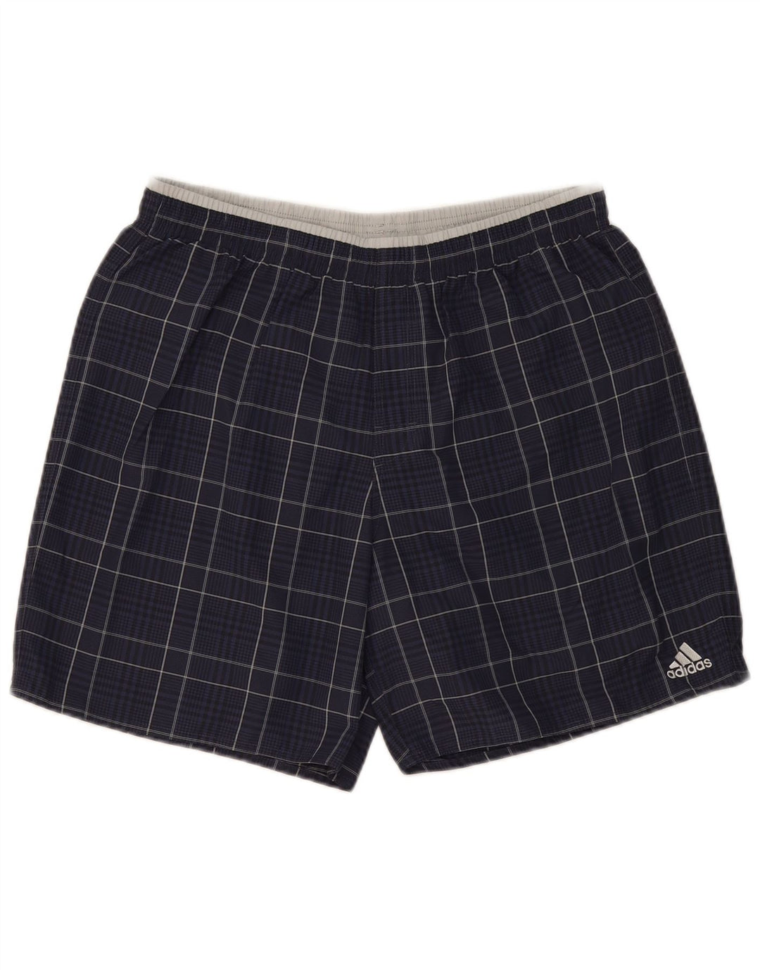Pantaloncini sportivi Adidas da uomo grandi in poliammide a quadri blu navy
