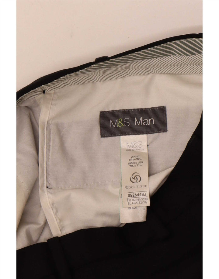 Pantaloni da abito dritti da uomo Marks & Spencer W32 L31 poliestere nero