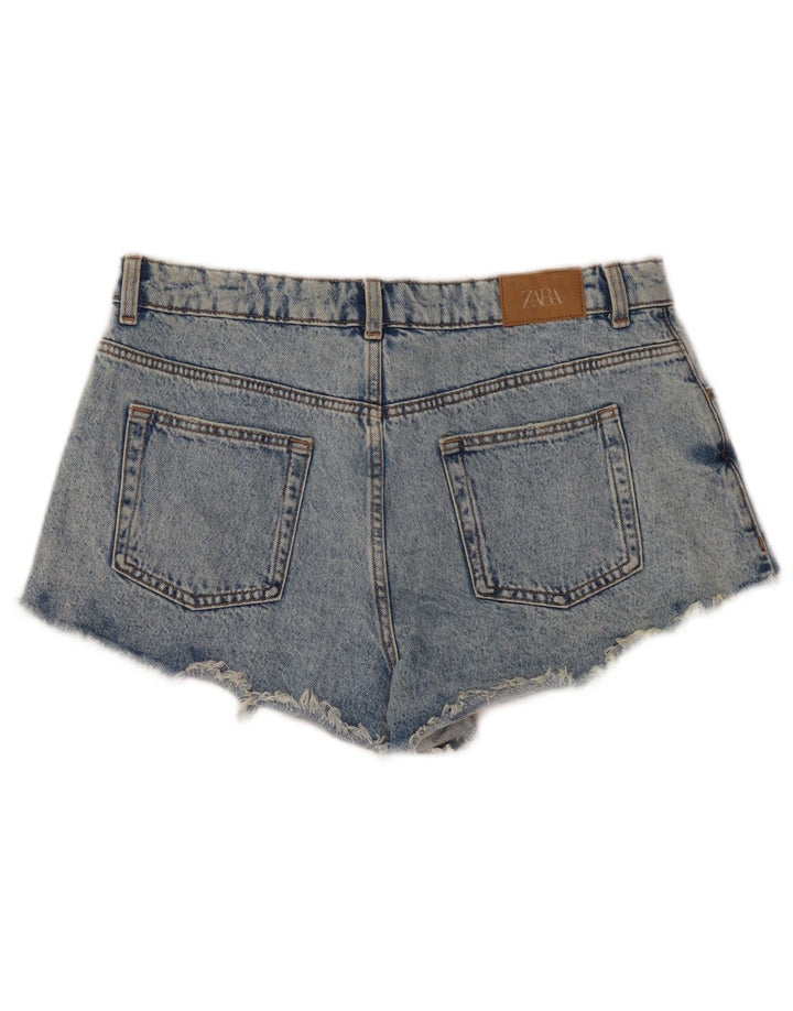 Pantaloncini in denim invecchiato Zara da donna EU 42 Large W32 Blu