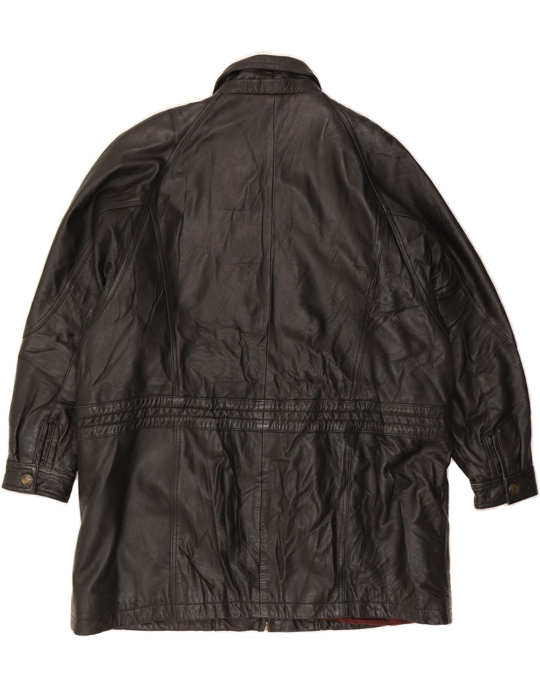 VINTAGE Womens Leather Coat EU 46 XL Black Leather Vintage Vintage and Second-Hand Vintage from Messina Hembry 