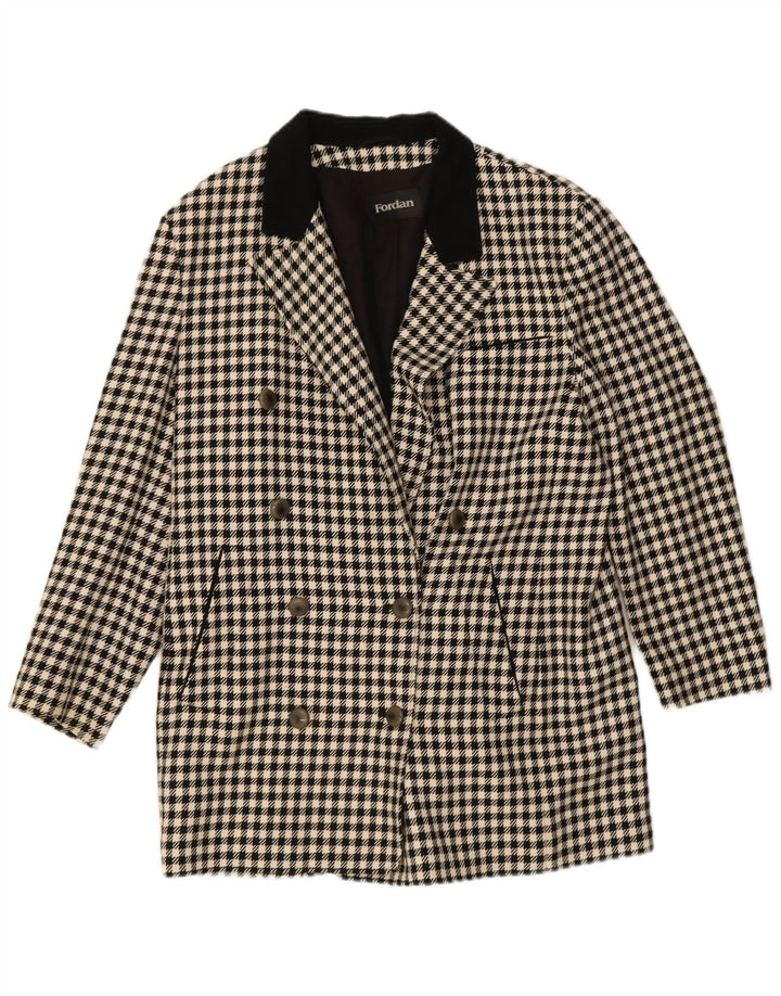 Cappotto doppiopetto vintage da donna vestibilità ampia EU 36 piccolo pied de poule nero
