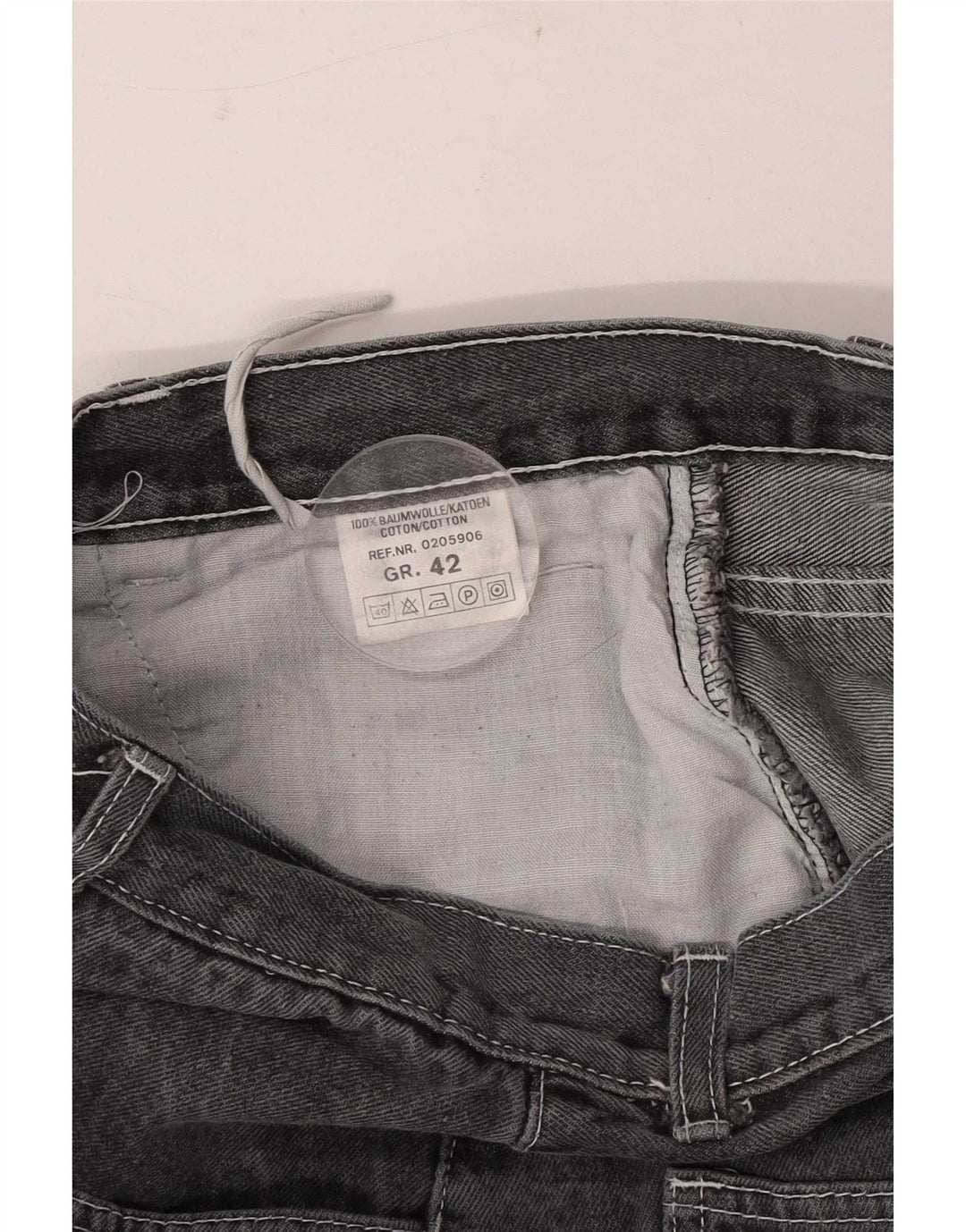 Gonna vintage in denim da donna IT 42 media W28 in cotone grigio