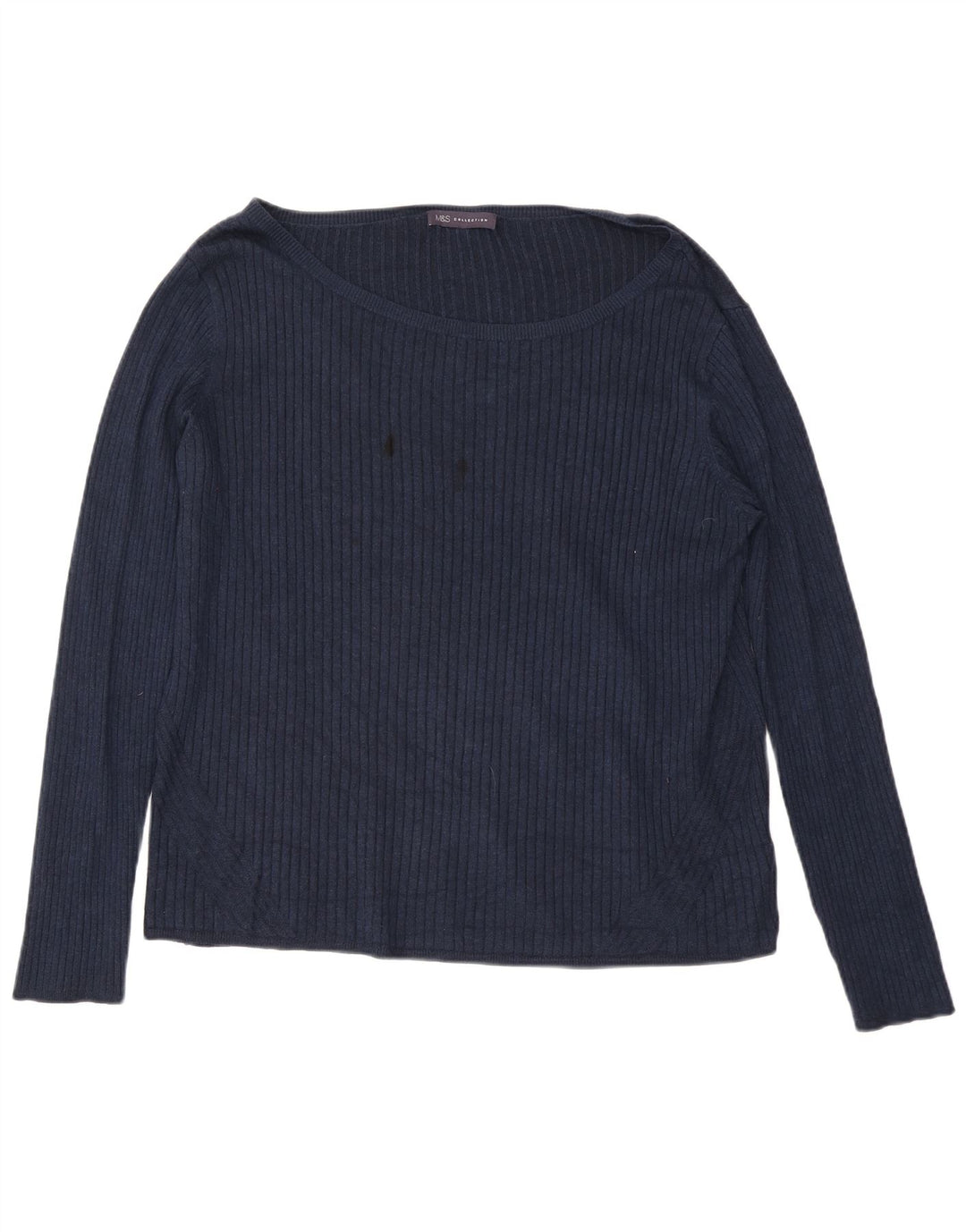 Top manica lunga da donna Marks & Spencer UK 24 4XL viscosa blu navy