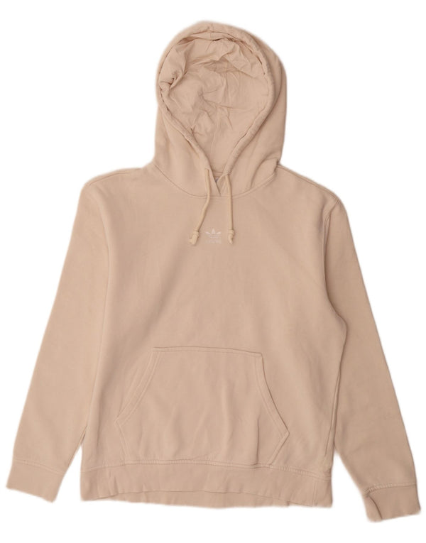 Felpa con cappuccio oversize da donna Adidas UK 10 piccola in cotone beige