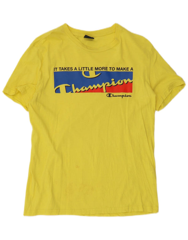 T-shirt grafica da uomo Champion Top in cotone giallo medio
