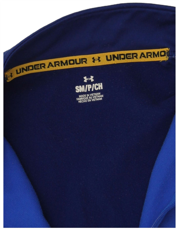 Under Armour Top da uomo con zip e collo a maniche lunghe piccolo blu navy color block