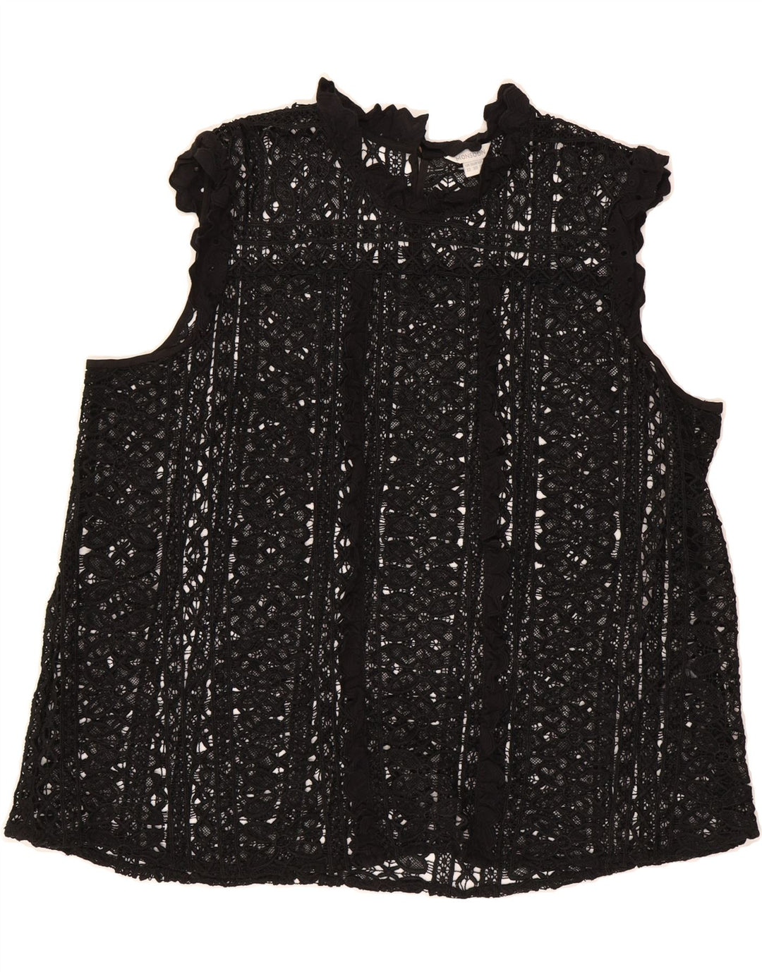 MONSOON Womens Sleeveless Crochet Blouse Top UK 22 3XL Black Polyester Vintage Monsoon and Second-Hand Monsoon from Messina Hembry 