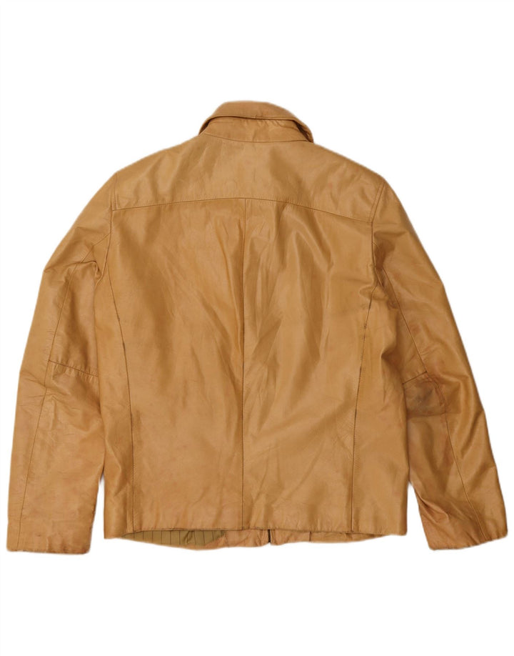 Giacca in pelle vintage da donna IT 46 grande in pelle beige