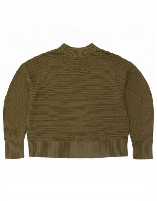 Maglione maglione a collo alto da donna Warehouse UK 12 a righe kaki medie