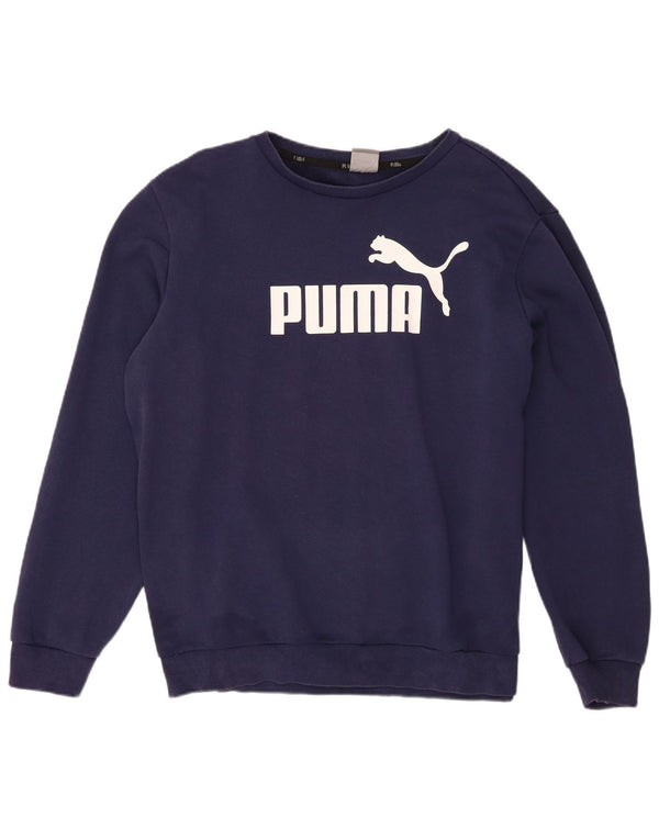 Felpa grafica da uomo Puma Maglione grande in cotone blu navy
