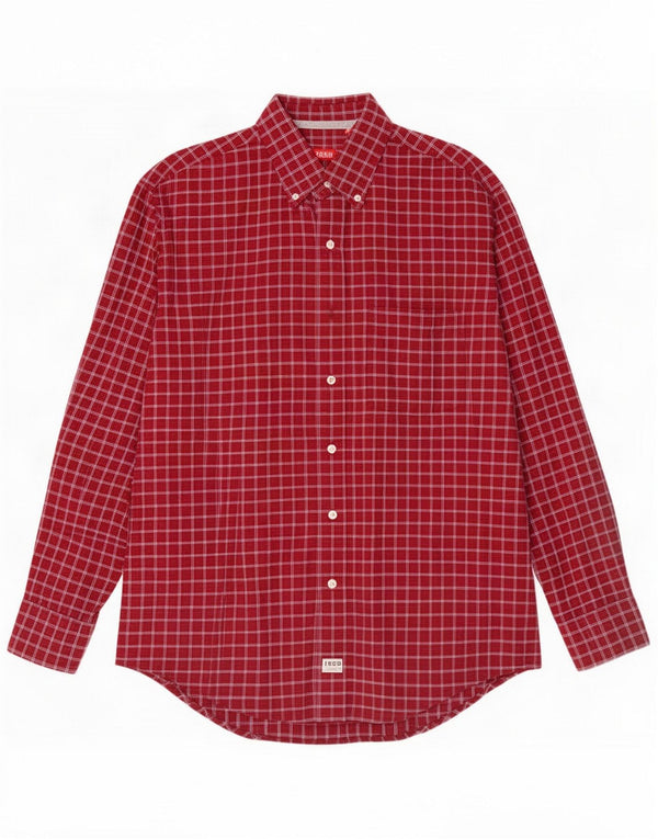 Camicia da uomo Izod in cotone scozzese medio bordeaux