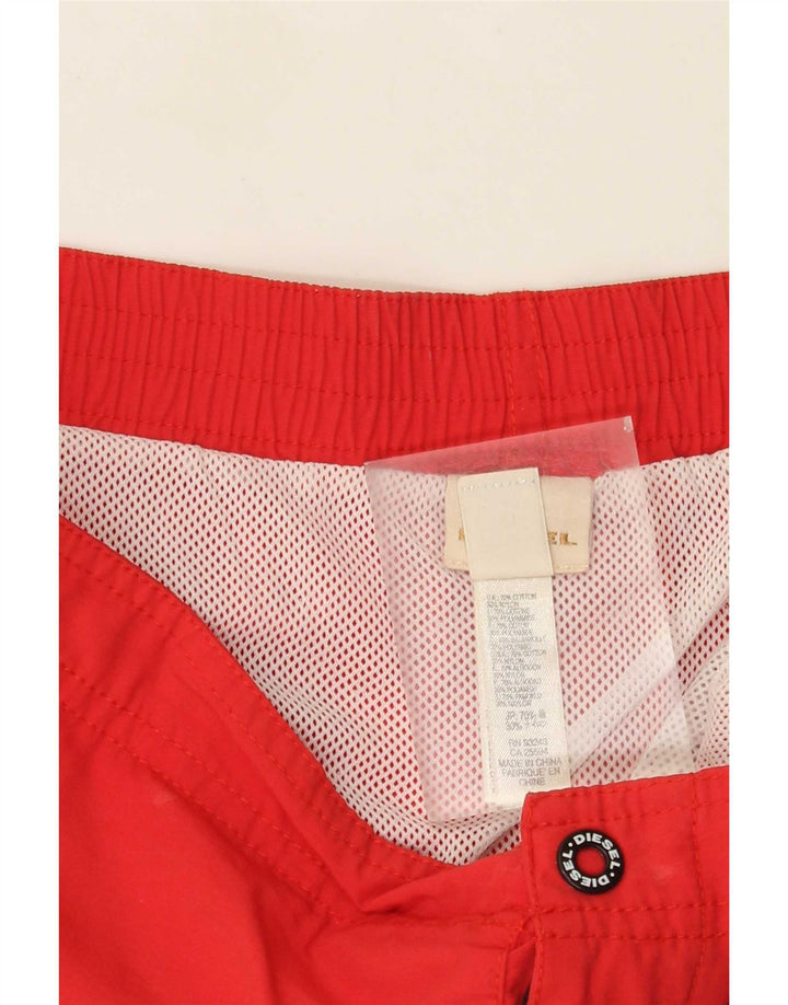 Pantaloncini da bagno con grafica da donna Diesel in cotone rosso medio