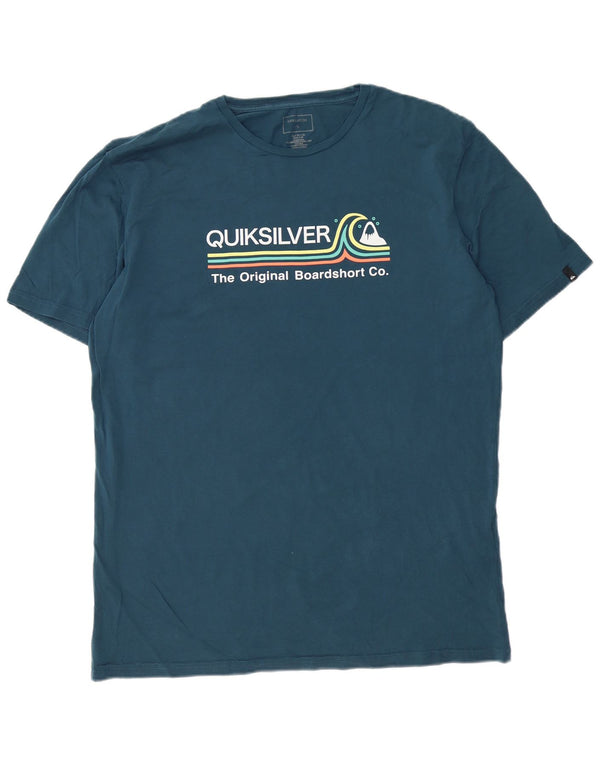 T-shirt grafica da uomo con vestibilità regolare Quiksilver XL in cotone blu