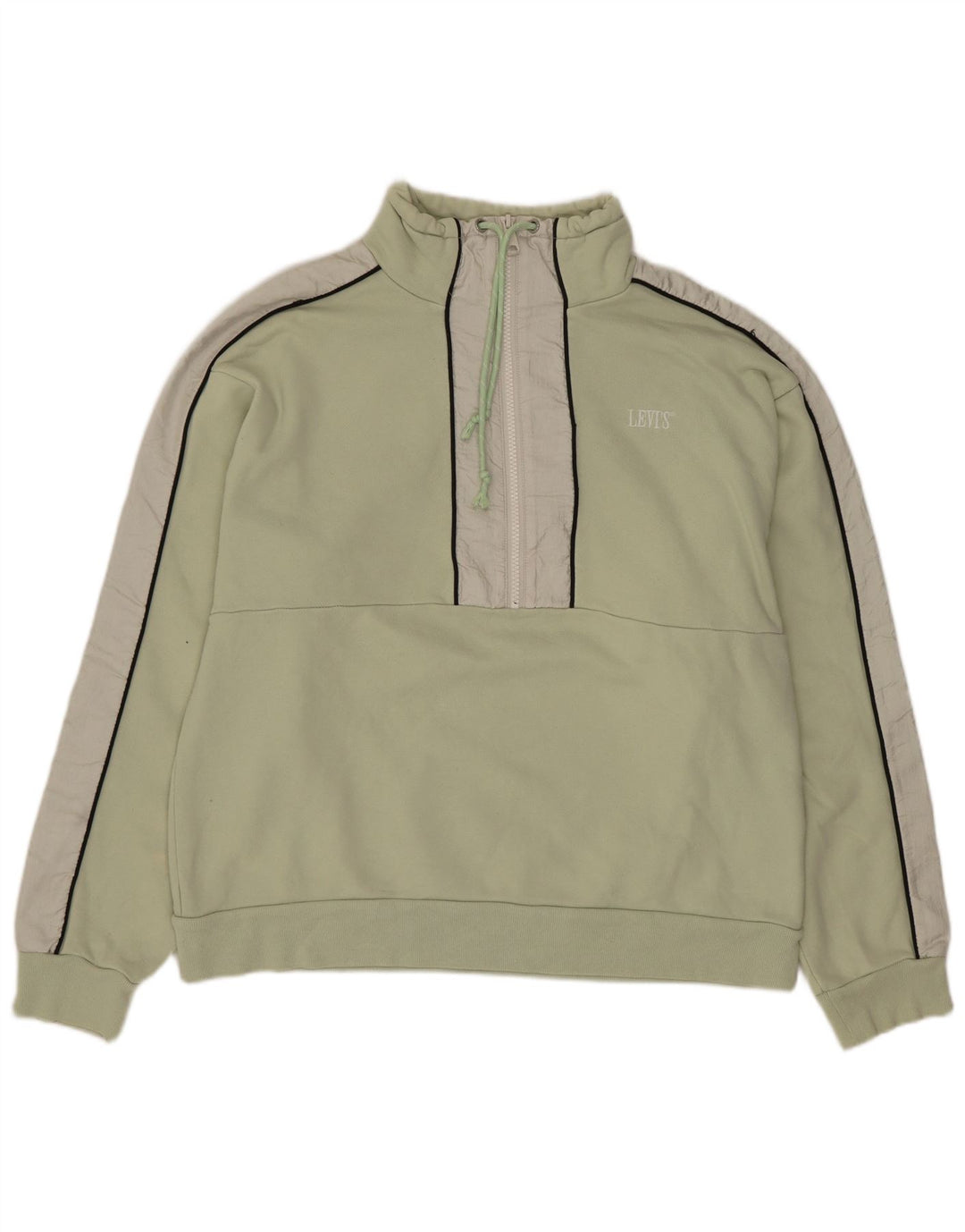 Levi's Donna Felpa con Collo con Zip Maglione UK 14 Colorblock Verde Medio