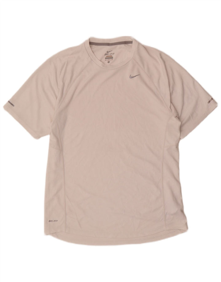 T-shirt Nike Dri Fit da uomo, top in poliestere bianco medio