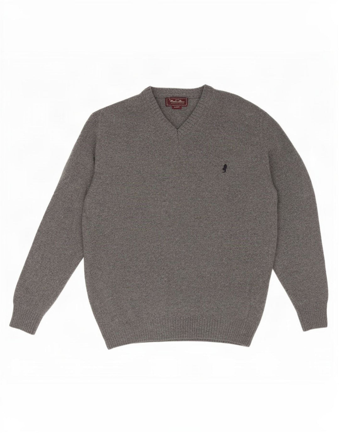 Maglione da donna con scollo a V Marlboro Classics XL in lana grigia