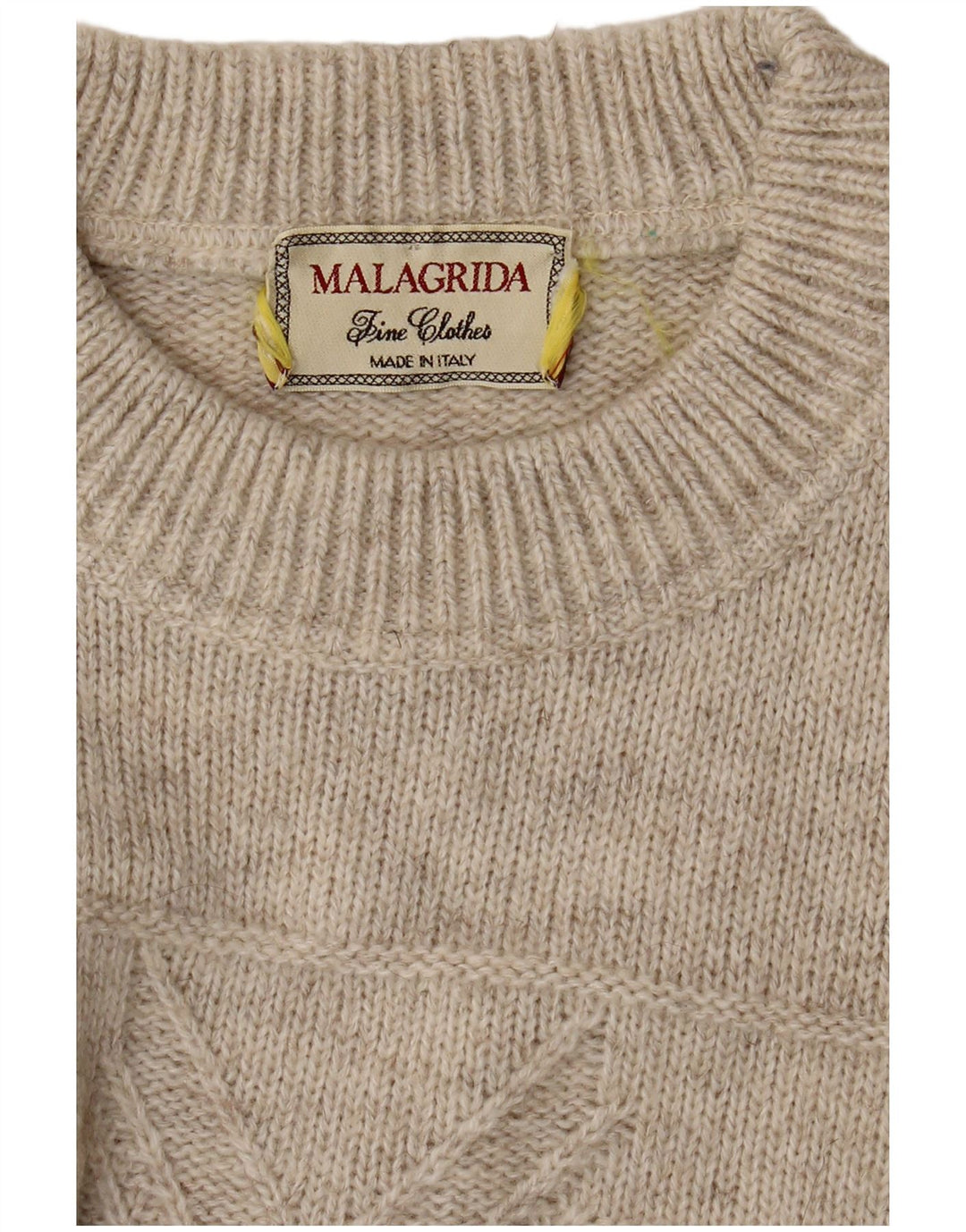 MALAGRIDA Maglione da uomo girocollo grande beige geometrico