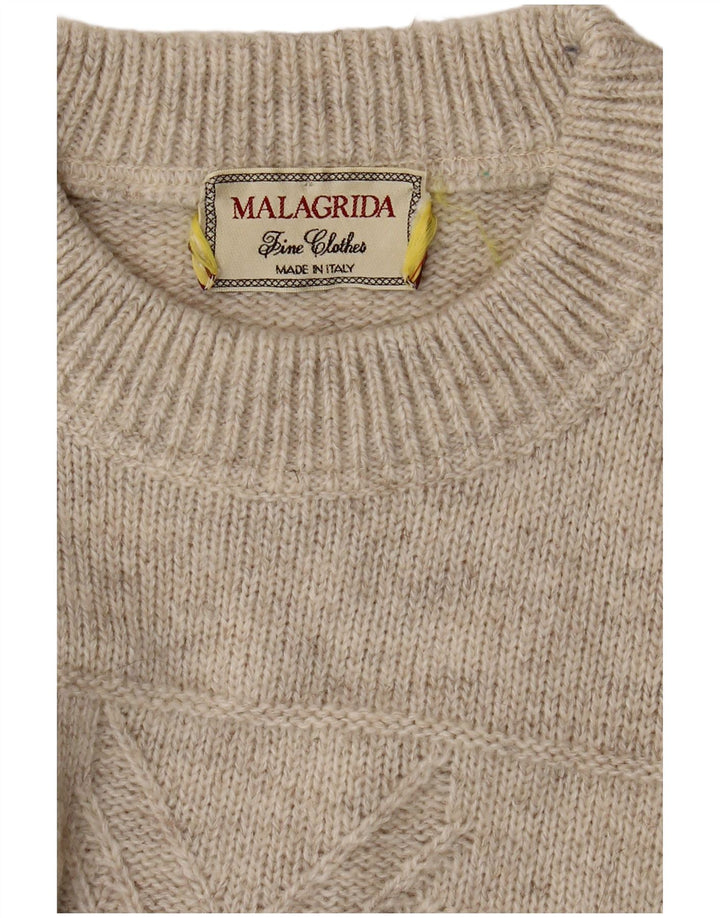 MALAGRIDA Maglione da uomo girocollo grande beige geometrico