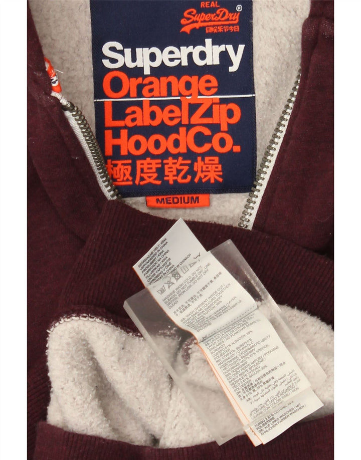 Maglione con cappuccio e zip da uomo Superdry in cotone bordeaux medio