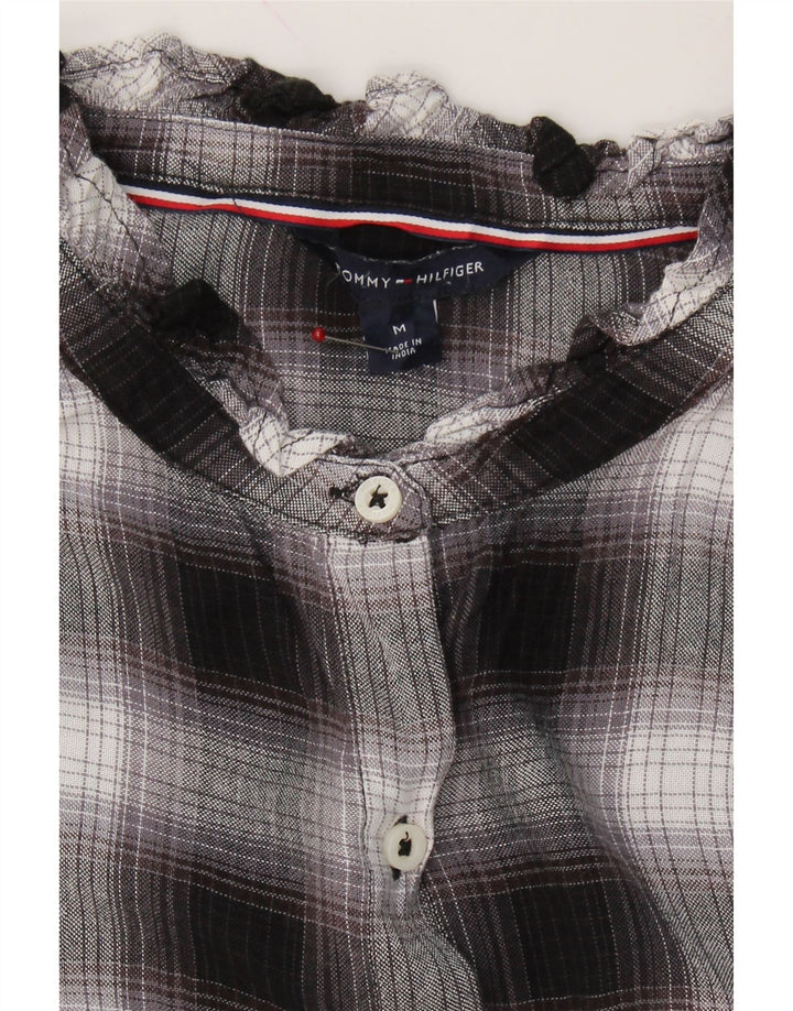 TOMMY HILFIGER Womens Shirt Blouse UK 14 Medium Black Check Viscose Vintage Tommy Hilfiger and Second-Hand Tommy Hilfiger from Messina Hembry 