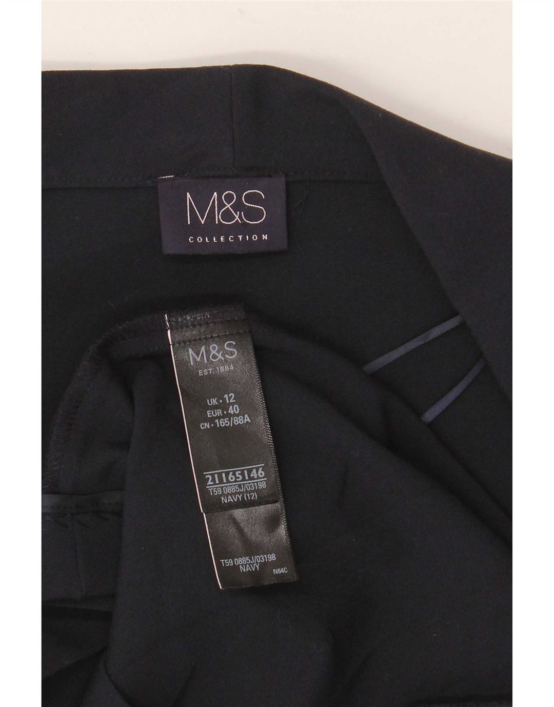 Giacca blazer aperta da donna Marks & Spencer UK 12 poliestere medio blu navy