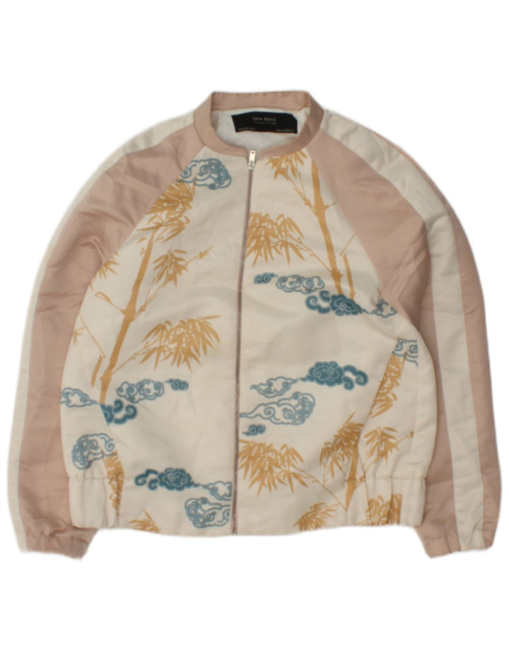 Giubbotto bomber da donna Zara UK 10 piccolo poliestere floreale bianco