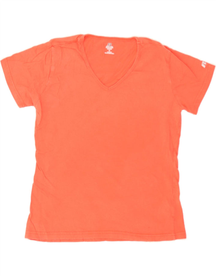 RUSSELL ATHLETIC Womens T-Shirt Top UK 14 Medium Orange Cotton Vintage Russell Athletic and Second-Hand Russell Athletic from Messina Hembry 