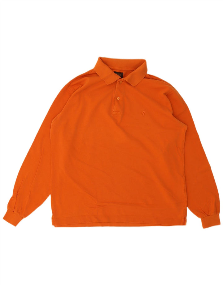 Polo da uomo a maniche lunghe Rifle in cotone arancione medio