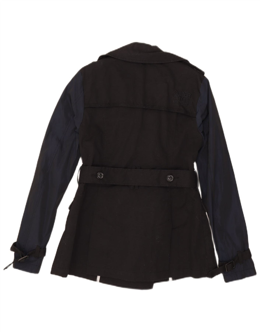 Trench da donna Superdry UK 10 piccolo cotone color block nero