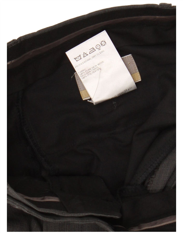 Pantaloni da abito dritti da uomo Marks & Spencer W30 L31 pied de poule neri