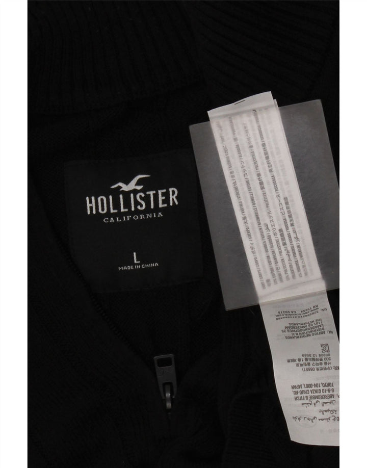Maglione Hollister da uomo con zip e collo grande in cotone nero