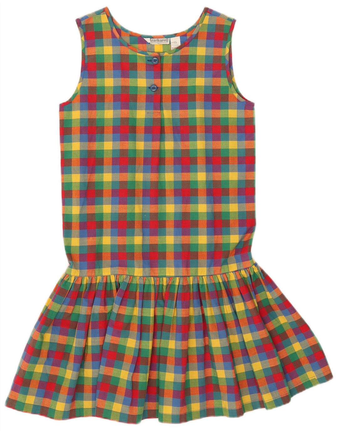 Abito a trapezio senza maniche da donna Cacharel US 12 grande percalle multicolore
