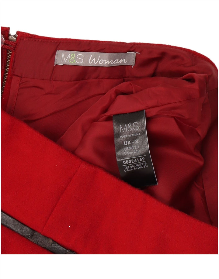 Gonna dritta da donna Marks & Spencer UK 8 piccola W28 poliestere rosso