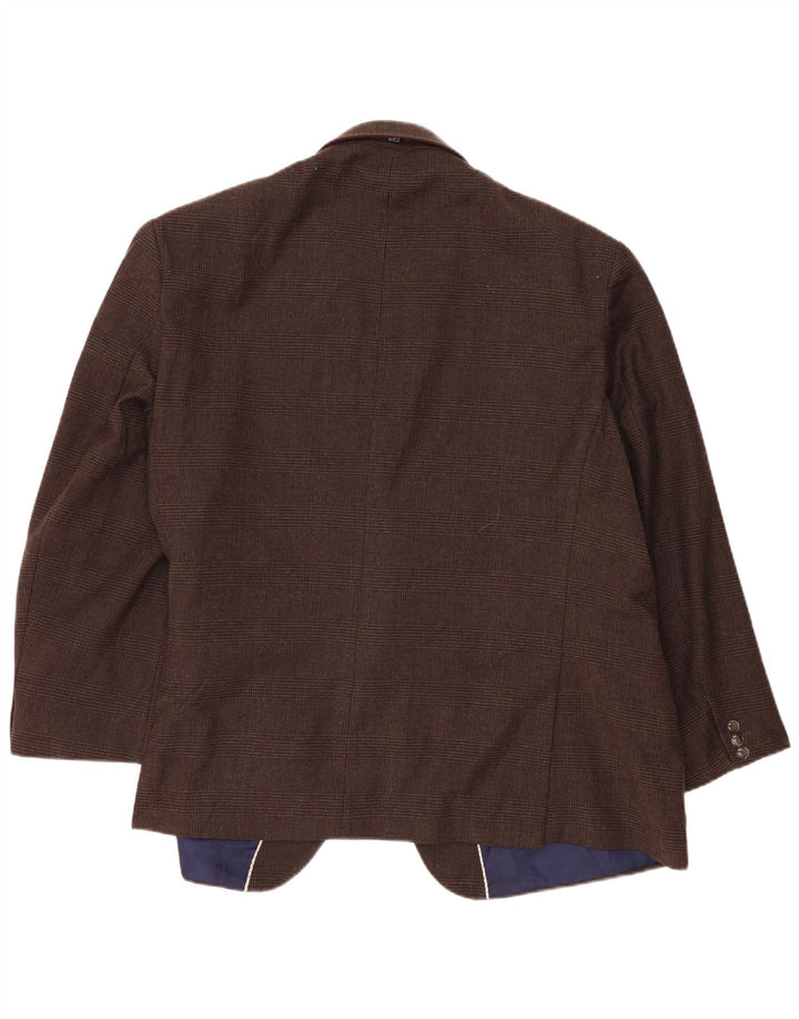 Giacca blazer a 2 bottoni Marks & Spencer da uomo UK 52 3XL pied de poule marrone