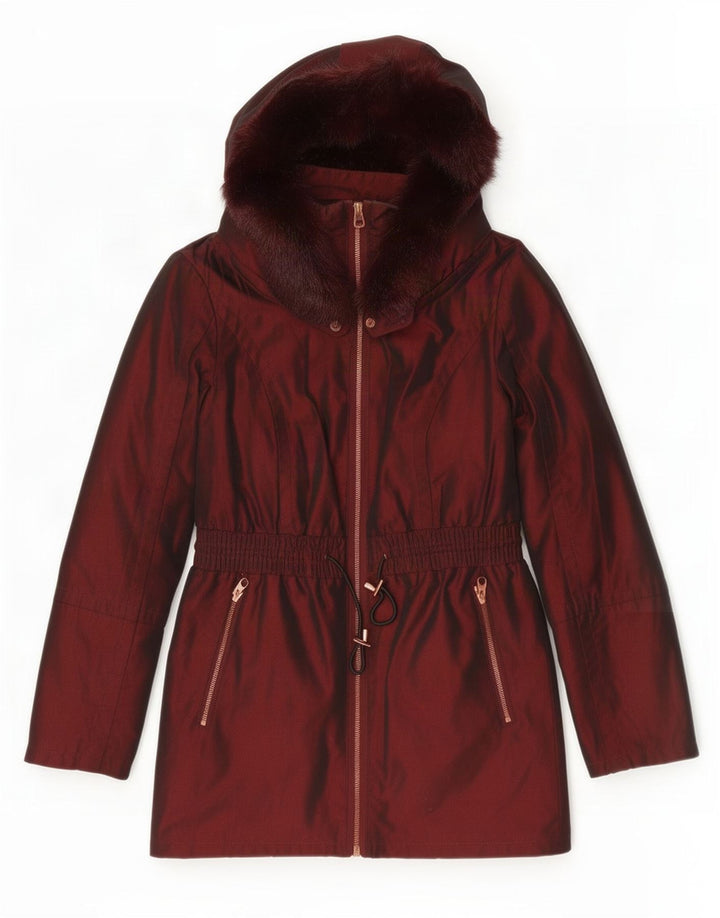 Giacca Parka con cappuccio da donna Ted Baker taglia 1 XS poliestere bordeaux