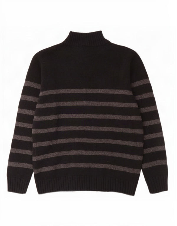 Pierre Cardin Maglione da uomo con zip e collo XL in acrilico a righe nere