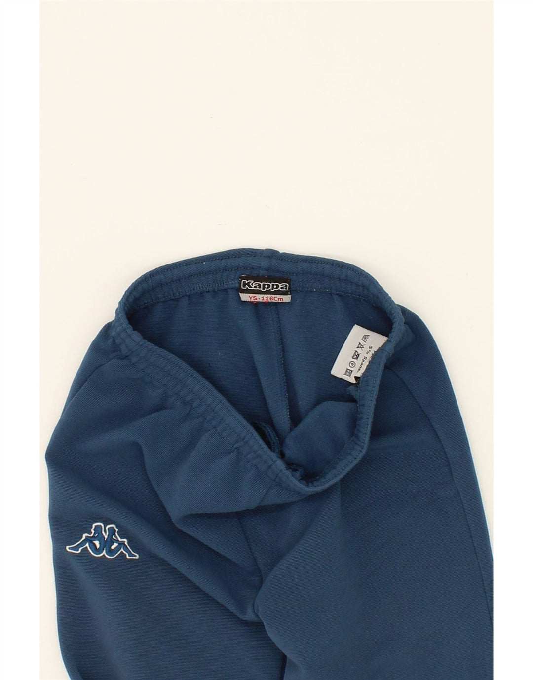 KAPPA Boys Tracksuit Trousers 5-6 Years Small  Blue Polyester Vintage Kappa and Second-Hand Kappa from Messina Hembry 