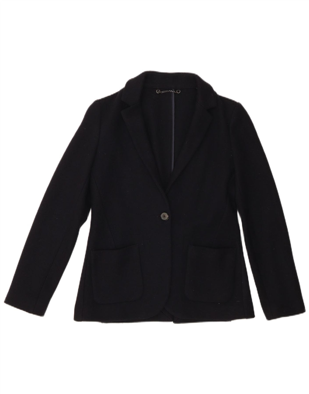 JIGSAW Giacca blazer da donna a 1 bottone UK 8 piccola in lana vergine blu navy