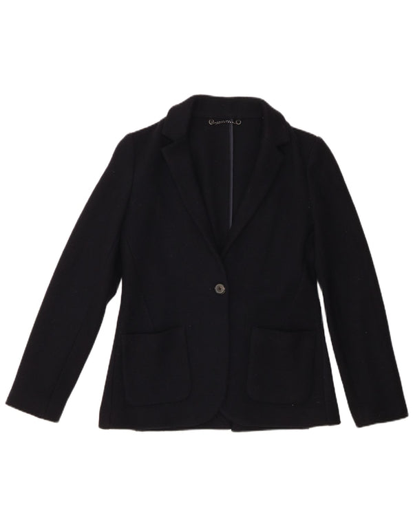 JIGSAW Giacca blazer da donna a 1 bottone UK 8 piccola in lana vergine blu navy