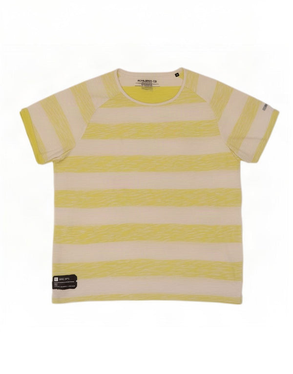 Jack & Jones Mens T-Shirt Top Medium Yellow Striped