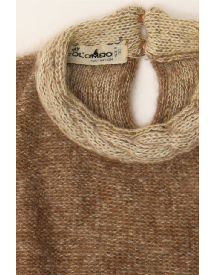 COLOMBO Womens Crew Neck Jumper Sweater UK 12 Medium Brown Flecked Vintage Colombo and Second-Hand Colombo from Messina Hembry 