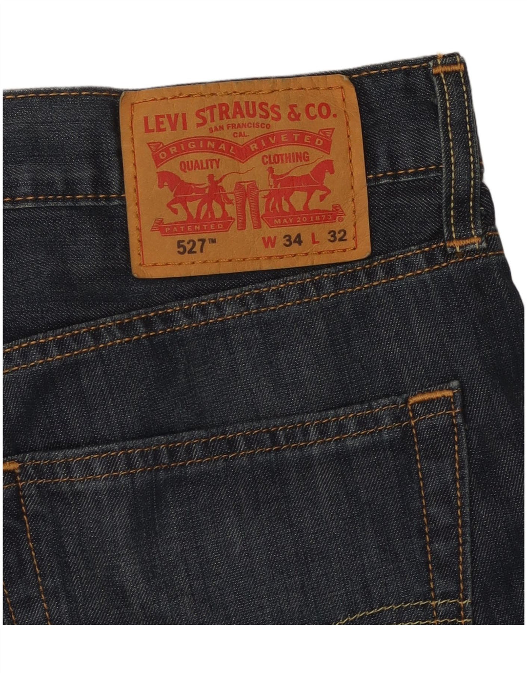LEVI'S Uomo 527 Jeans Bootcut W34 L32 Blu Cotone
